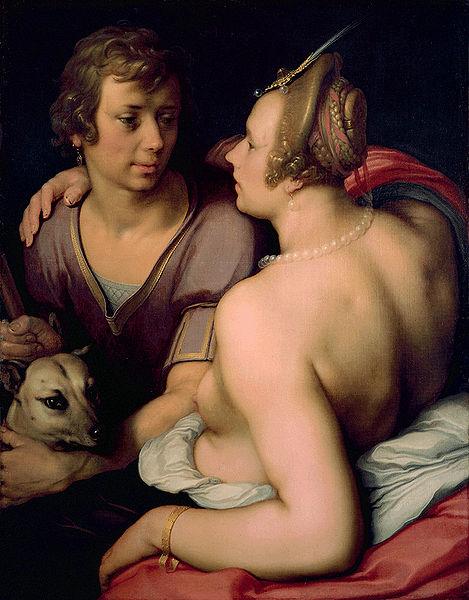 Cornelisz van Haarlem Venus and Adonis as lovers oil painting image